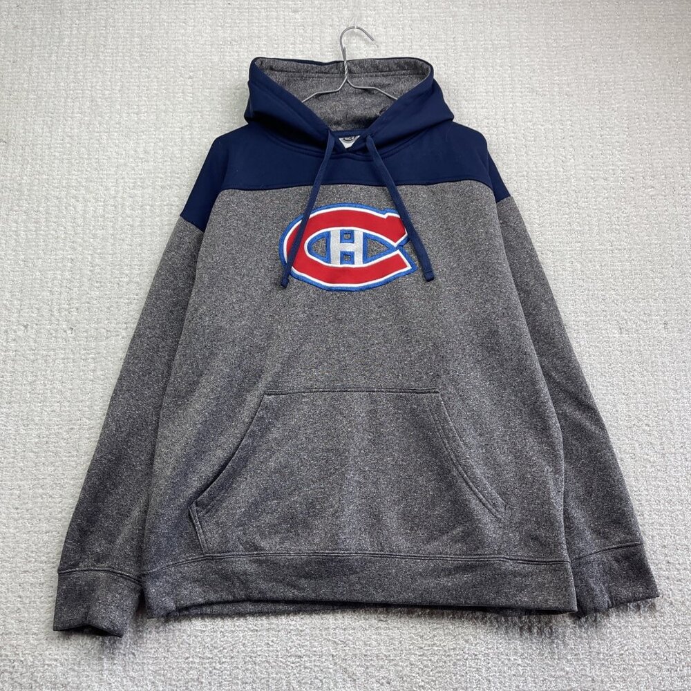 Y2K Montreal Canadiens NHL Hoodie Hockey Men L Activewear Sports Grey / Blue
